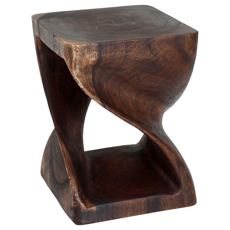Haussmann Original Twist Solid Wood End Table - 15 x 15 x 20 in - Mocha
