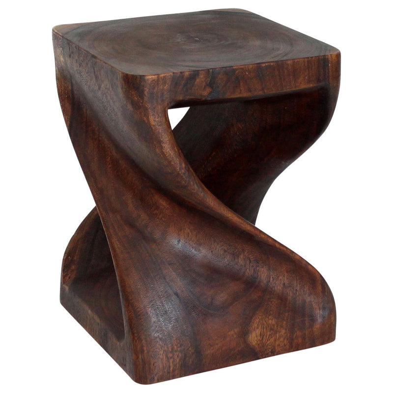Haussmann Original Twist Pedestal Side Table, Mocha, 15 x 15 x 20 in H