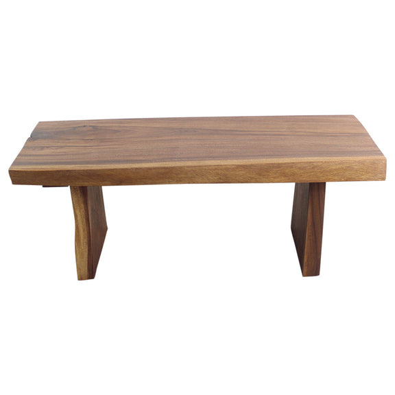 Haussmann Live-Edge Solid Wood Bench - 48 in L x 17-20 in W (live edge) x 18 in H - Walnut