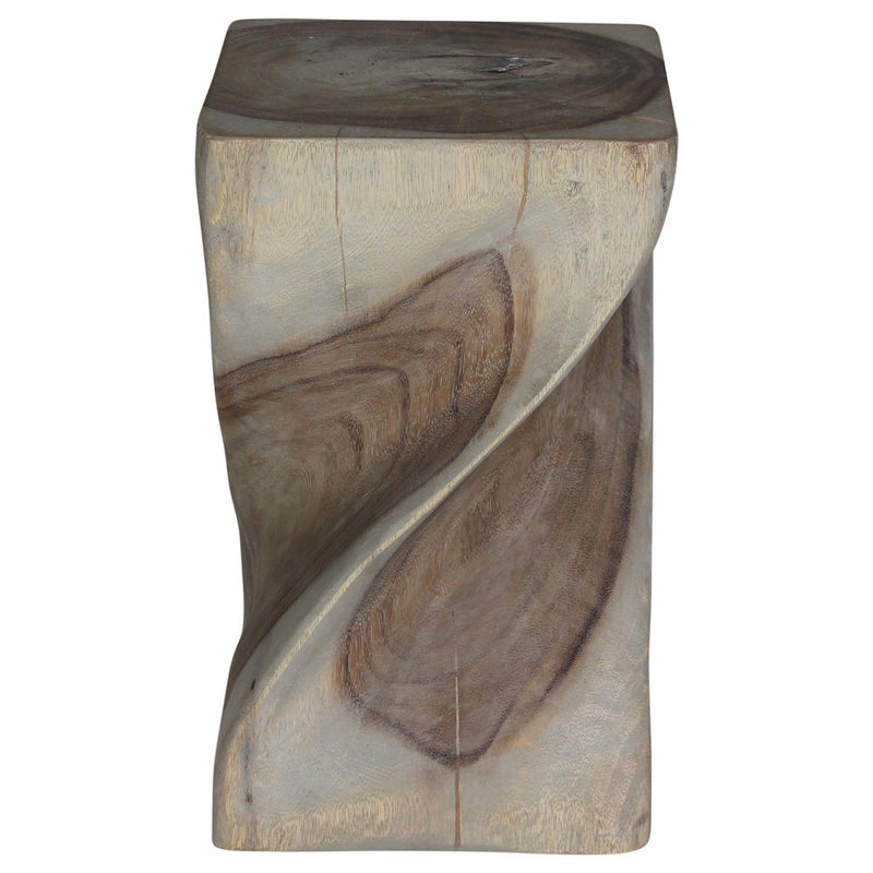 Haussmann Big Twist Solid Wood End Table - 12 x 12 x 20 in - Agate Grey