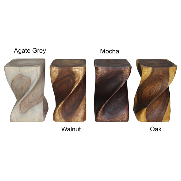 Haussmann Big Twist Pedestal Table, Agate Grey, 12 x 12 x 20 in H, dimensions
