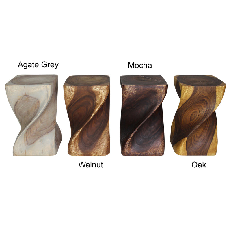 Haussmann Big Twist Pedestal Table, Agate Grey, 12 x 12 x 20 in H, dimensions
