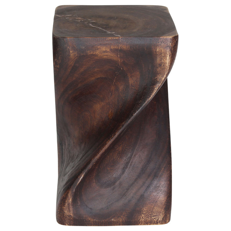 Haussmann Big Twist Pedestal Table, Mocha, 12 x 12 x 20 in H