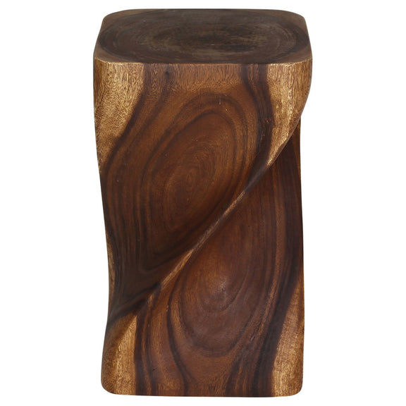 Haussmann Big Twist Solid Wood End Table - 12 x 12 x 20 in - Walnut