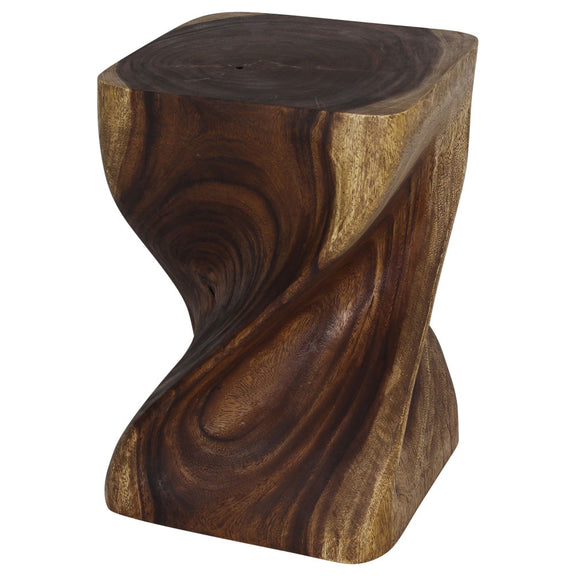 Haussmann Big Twist Pedestal Table, Antique Oak, 14 x 14 x 20 in H