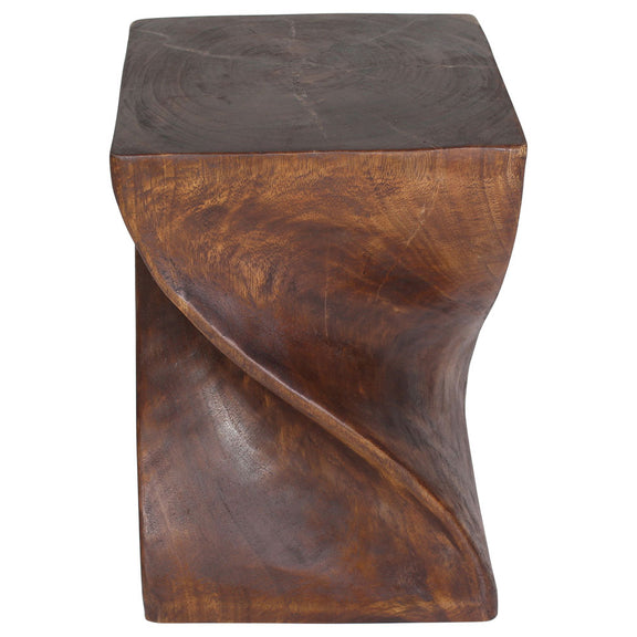 Haussmann Big Twist Solid Wood End Table - 14 x 14 x 20 in - Mocha