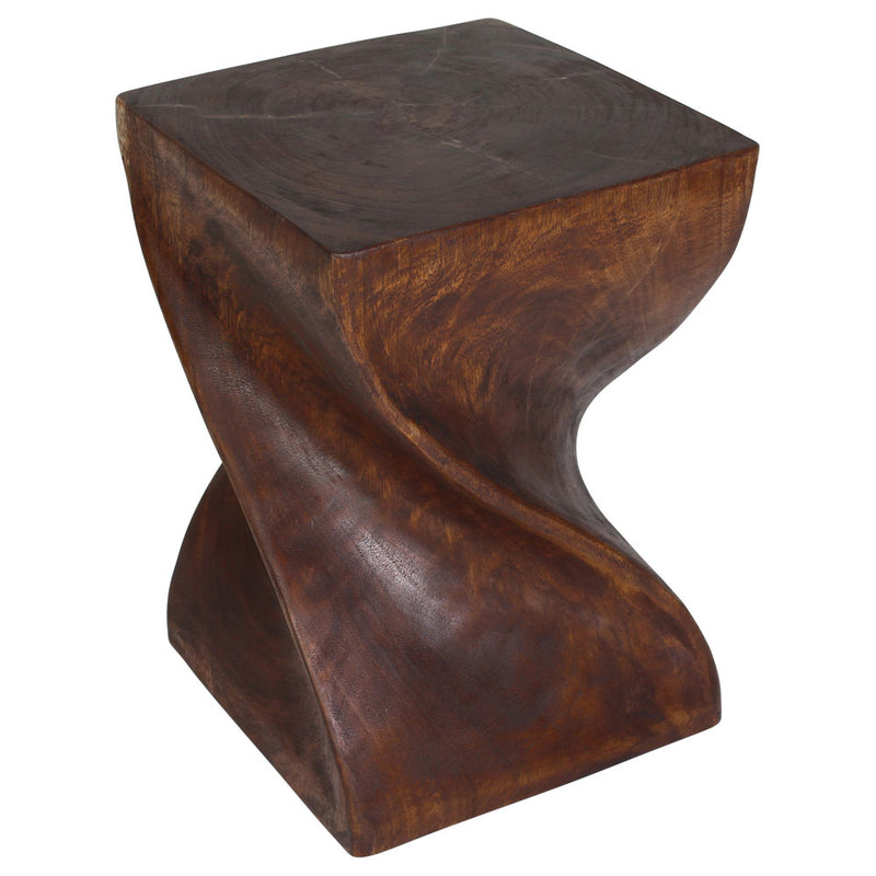 Haussmann Big Twist Pedestal Table, Mocha, 14 x 14 x 20 in H