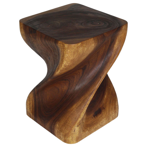 Haussmann Big Twist Solid Wood End Table - 14 x 14 x 20 in - Walnut