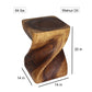 Haussmann Big Twist Pedestal Table, Walnut, 14 x 14 x 20 in H, dimensions