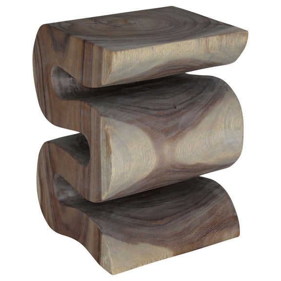 Haussmann Big Wave Solid Wood End Table - 14 x 14 x 20 in - Agate Grey