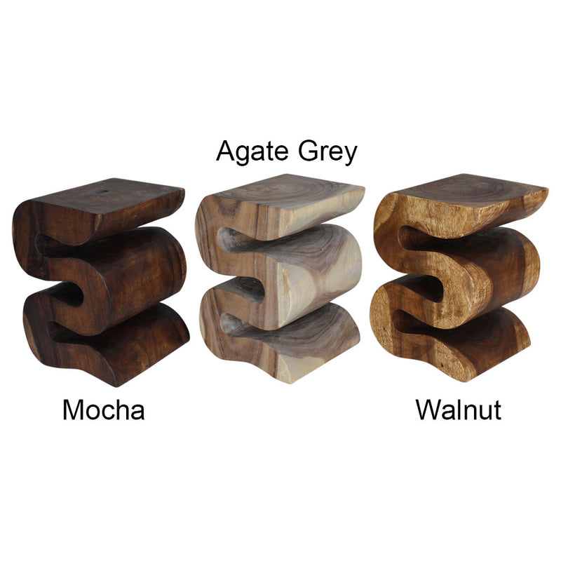 Haussmann Big Wave Solid Wood End Table, 14 x 14 x 20 in - available in Mocha and Walnut