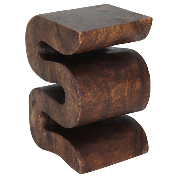 Haussmann Big Wave Solid Wood End Table - 12 x 14 x 20 in - Mocha