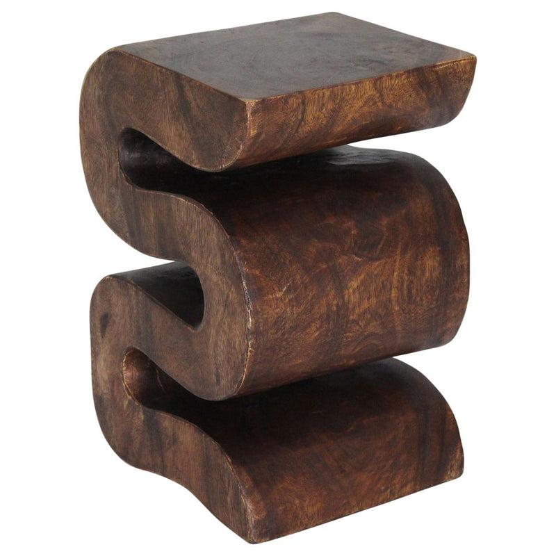 Haussmann Big Wave Solid Wood End Table - 12 x 14 x 20 in - Mocha
