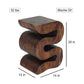 Haussmann Big Wave hand-carved wood end table, Mocha, 12 x 14 x 20 in H, dimensions