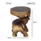 Haussmann Elephant Chang Hand-Carved Solid Wood End Table, Walnut, 15 in dia x 20 in H, dimensions