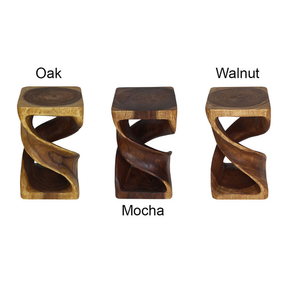Haussmann Double Twist Solid Wood End Table, 12 x 12 x 20 in - available in Walnut, Mocha and Oak