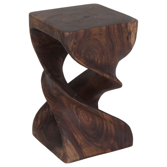 Haussmann Double Twist Solid Wood End Table - 12 x 12 x 20 in - Mocha