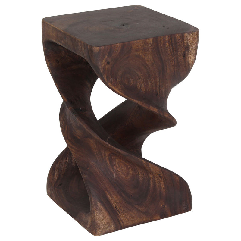 Haussmann Double Twist Solid Wood End Table - 12 x 12 x 20 in - Mocha