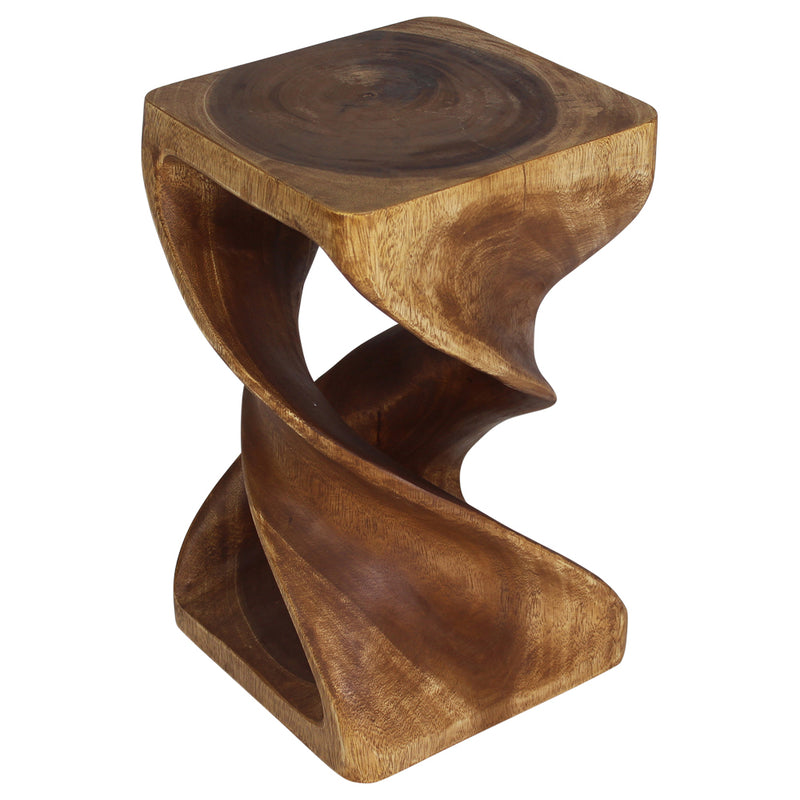 Haussmann Double Twist Solid Wood End Table - 12 x 12 x 20 in - Walnut