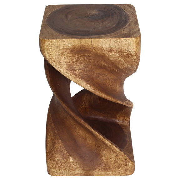 Haussmann Double Twist Pedestal Side Table, Walnut, 12 x 12 x 20 in H