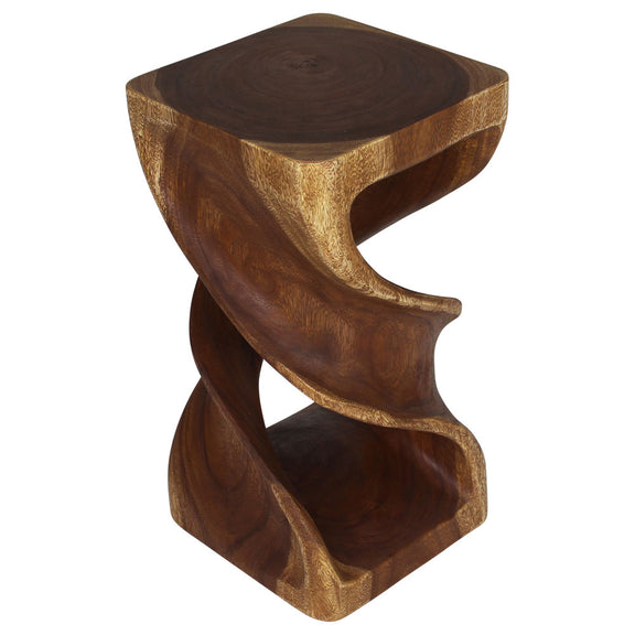 Haussmann Double Twist Solid Wood End Table - 12 x 12 x 23 in - Walnut