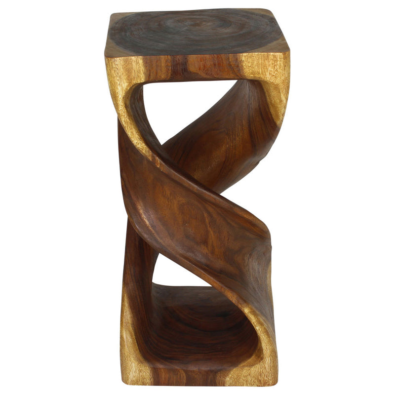 Haussmann Double Twist Solid Wood End Table - 12 x 12 x 26 in - Oak