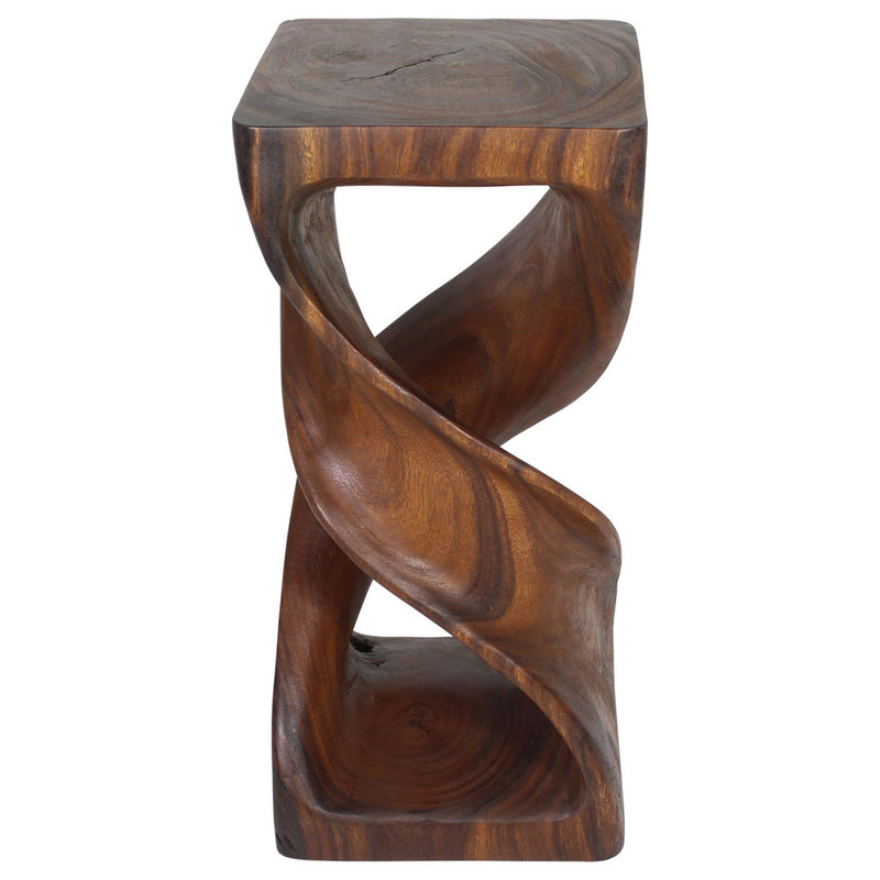 Haussmann Double Twist Pedestal Side Table, Walnut, 12 x 12 x 26 in H