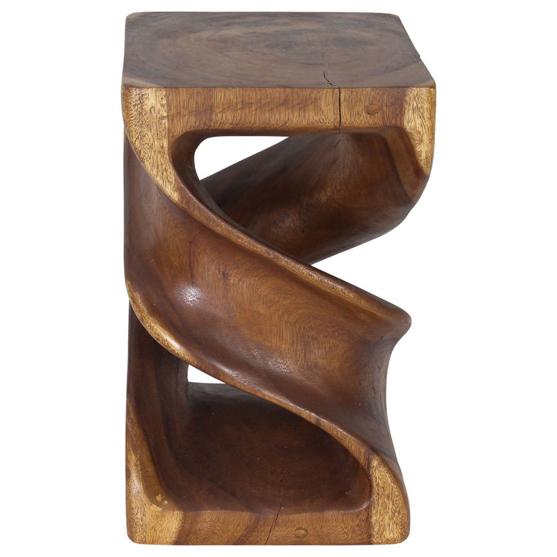 Haussmann Double Twist Pedestal Side Table, Walnut, 14 x 14 x 23 in H