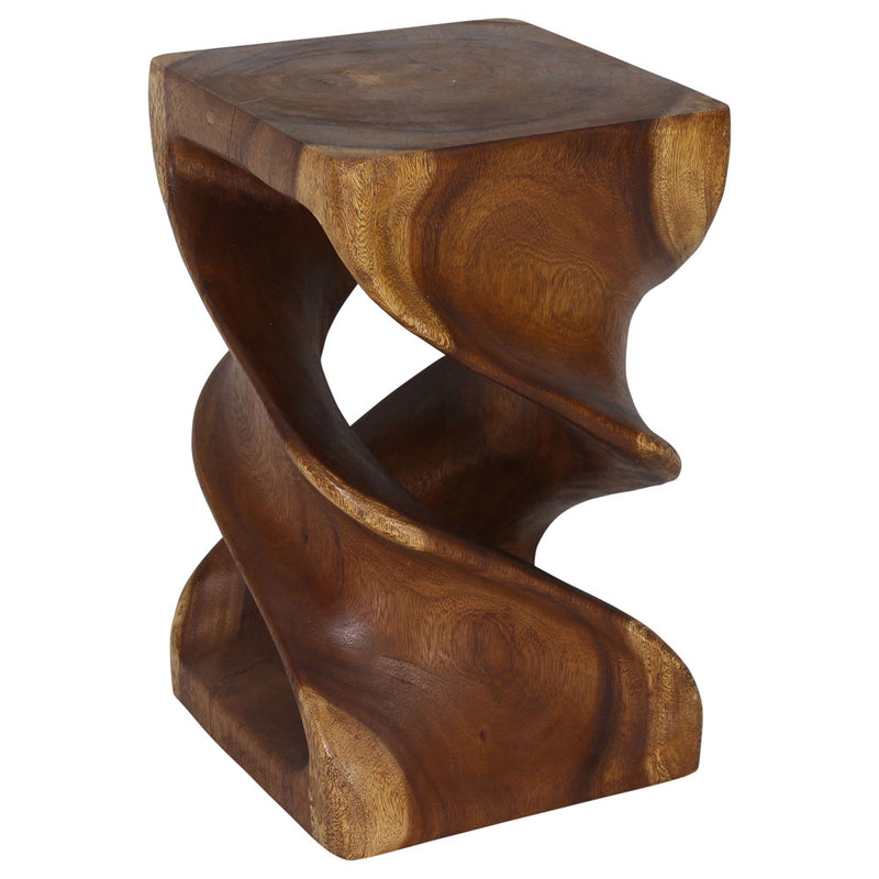Haussmann Double Twist Pedestal Side Table, Walnut, 14 x 14 x 23 in H
