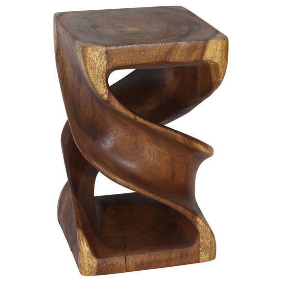 Haussmann Double Twist Pedestal Side Table, Walnut, 14 x 14 x 23 in H