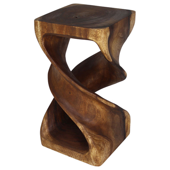 Haussmann Double Twist Pedestal Side Table, Walnut, 14 x 14 x 26 in H