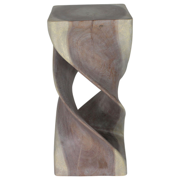 Haussmann Double Twist Solid Wood End Table - 14 x 14 x 30 in - Agate Grey