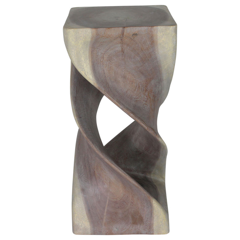 Haussmann Double Twist Solid Wood End Table - 14 x 14 x 30 in - Agate Grey
