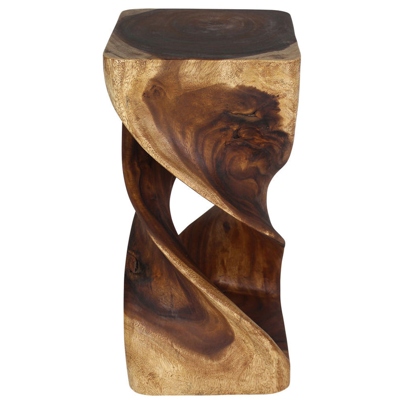 Haussmann Double Twist Solid Wood End Table - 14 x 14 x 30 in - Walnut