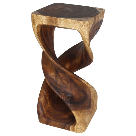 Haussmann Double Twist Pedestal Side Table, Walnut, 14 x 14 x 30 in H