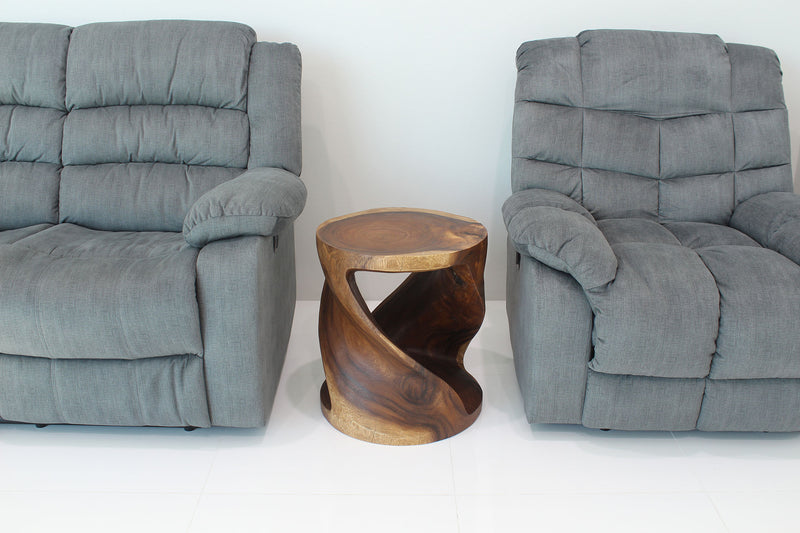 Haussmann Round Twist Pedestal Side Table, Walnut, 18 in dia x 20 in H