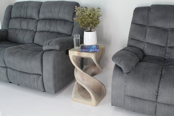 Haussmann Double Twist Pedestal Side Table, Agate Grey, 12 x 12 x 23 in H