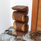 Haussmann Big Wave hand-carved wood end table, Walnut, 12 x 14 x 30 in H