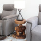 Haussmann Elephant Chang Hand-Carved Solid Wood End Table, Walnut, 14 in dia x 22 in H, in a room with a lamp on top