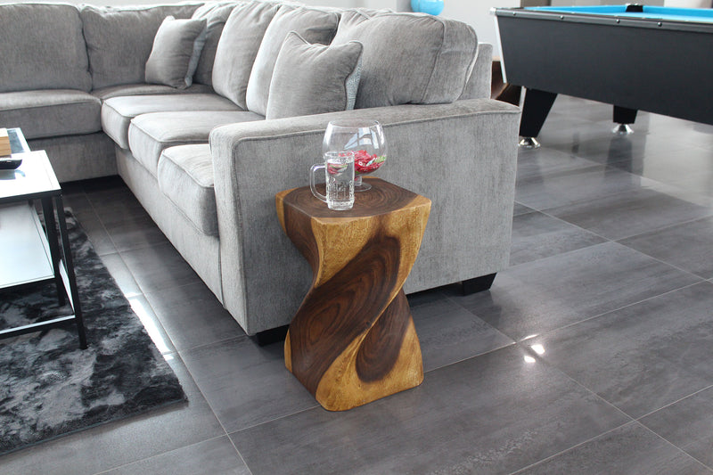 Haussmann Big Twist Pedestal Table, Oak, 12 x 12 x 20 in H
