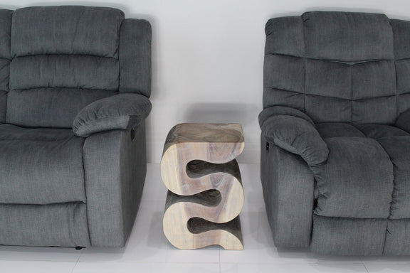 Haussmann Big Wave hand-carved wood end table, Agate Grey, 12 x 14 x 20 in H