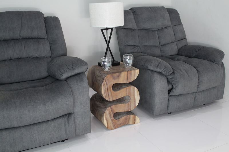 Haussmann Big Wave hand-carved wood end table, Agate Grey, 14 x 14 x 20 in H