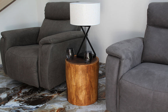 Haussmann Natural Stump 14 in DIA x 18 in H Walnut — lifestyle