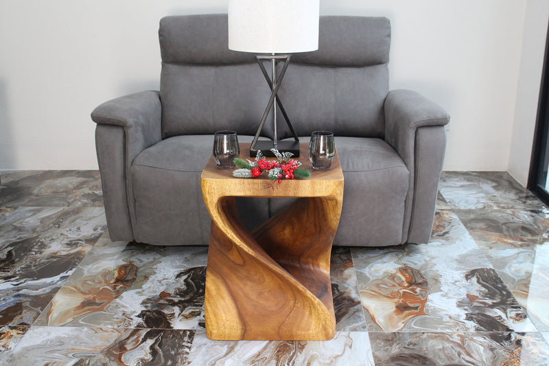 Haussmann Original Twist Pedestal Side Table, Walnut, 18 x 18 x 23 in H