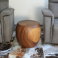 Haussmann Pouf Sculptural Stool, Walnut, 20 in dia x 18 in H