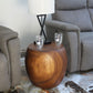 Haussmann Pouf Sculptural Stool, Walnut, 20 in dia x 18 in H
