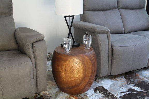 Haussmann Pouf Sculptural Stool, Walnut, 20 in dia x 18 in H