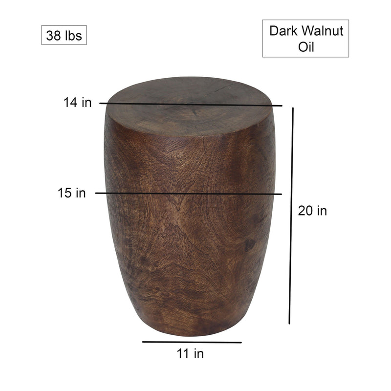 Haussmann Merlot Dark Walnut 14-inch round top, 20-inch height — dimensions