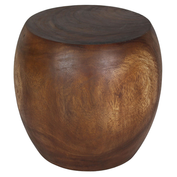 Haussmann Pouf Sculptural Stool, Walnut, 20 in dia x 18 in H