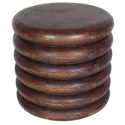 Haussmann Stacked Rings Solid Wood End Table - 20 in dia x 18 in H - Mocha